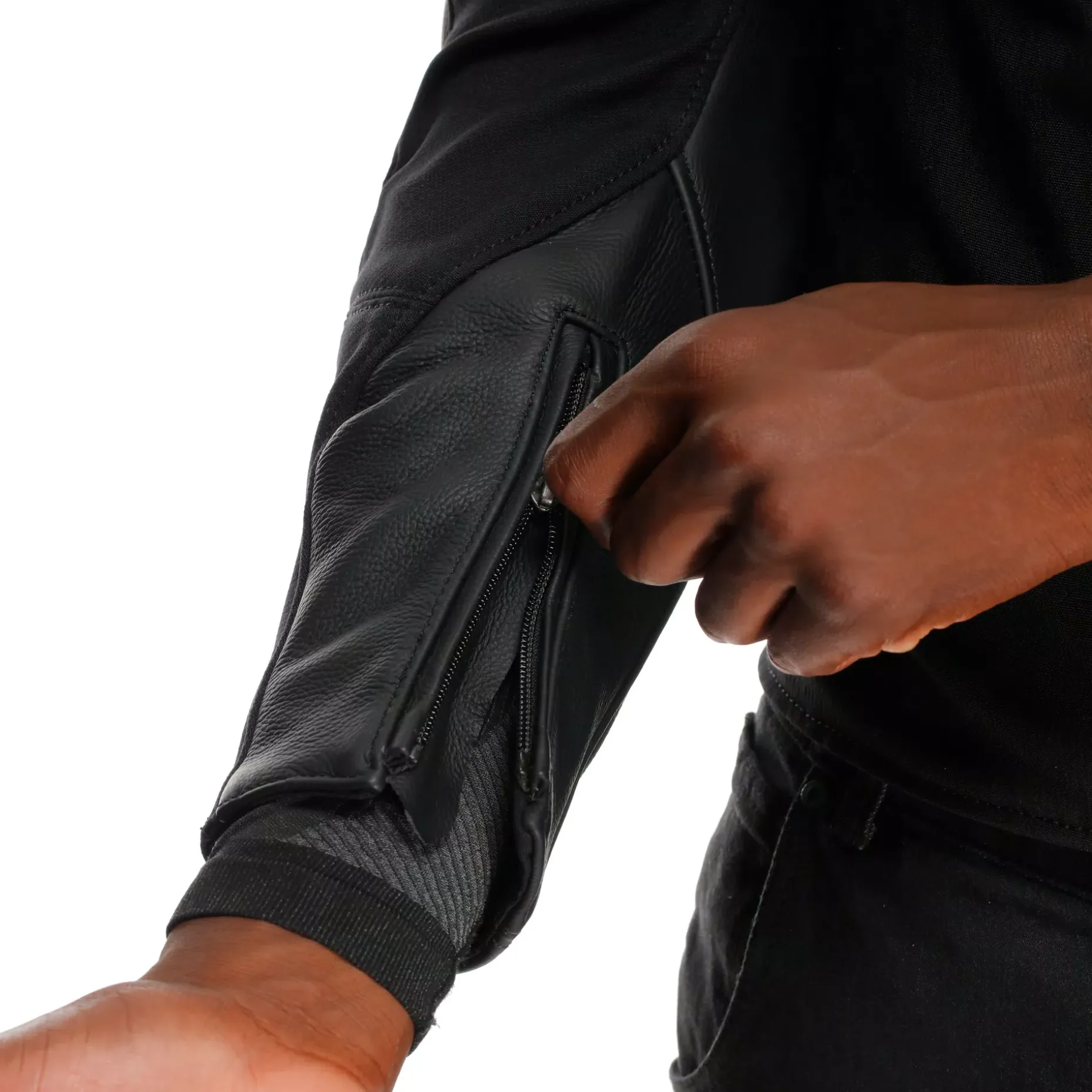 IPERATTIVA - GIACCA DA MOTO IN PELLE E TESSUTO DA UOMO