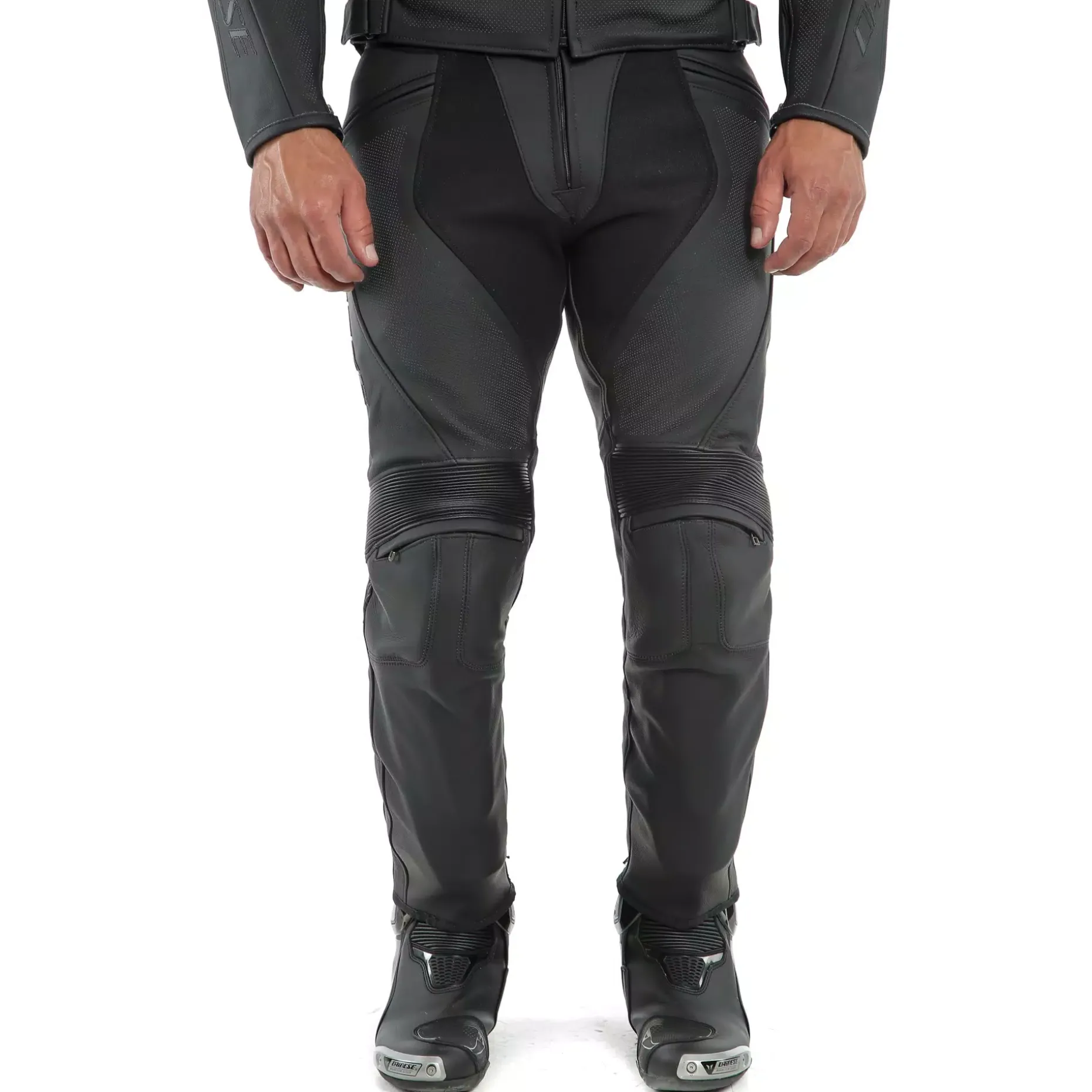 PONY 3 - PANTALONI MOTO IN PELLE PERFORATA UOMO